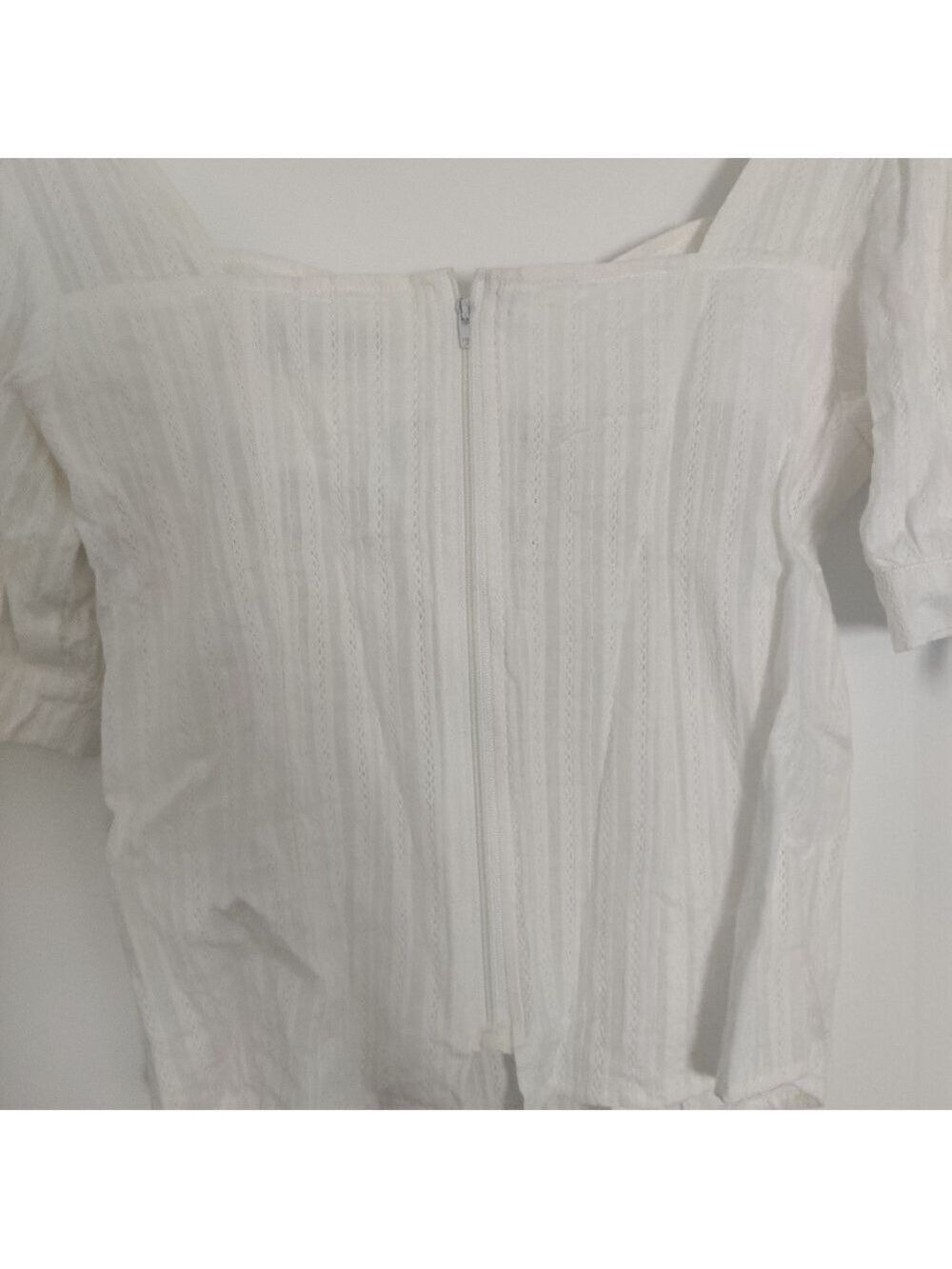 Bishop + Young White Cotton Corset Tie Puff Sleeve Blouse S 0227 - Picture 6 of 10